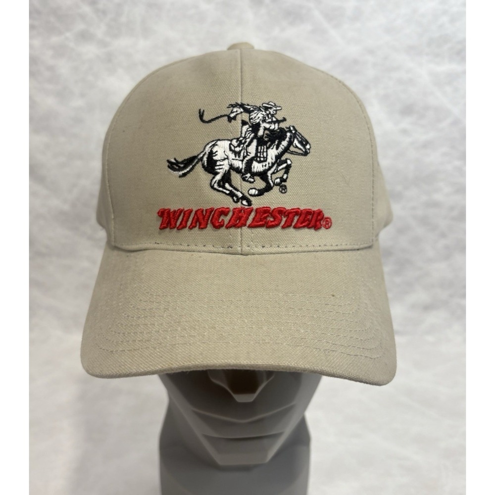 Winchester Adjustable Baseball Cap Hat Tan Embroidered Horse Logo One Size